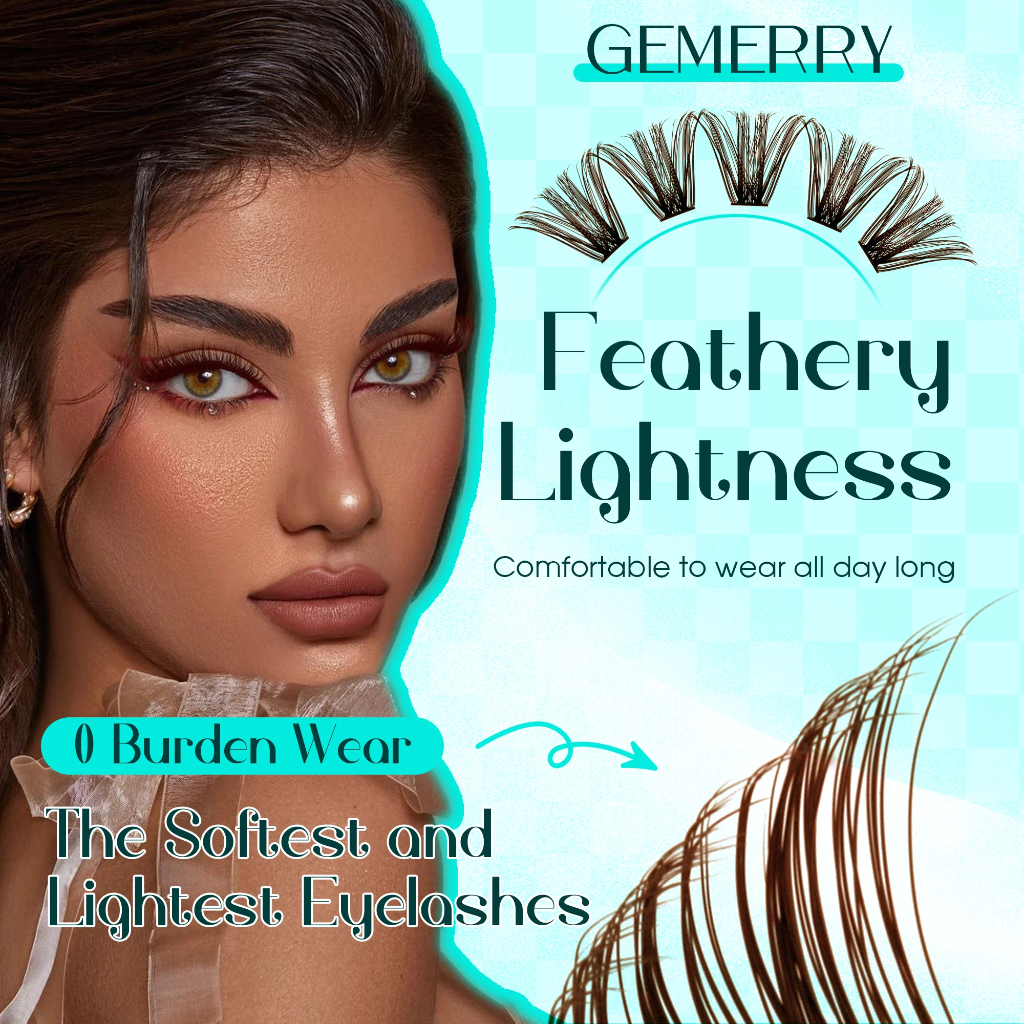 GEMERRY Brown Heat Cluster like Lisa D Curl Eyelashes Extension Natural Thick Volume Individual False Lashes