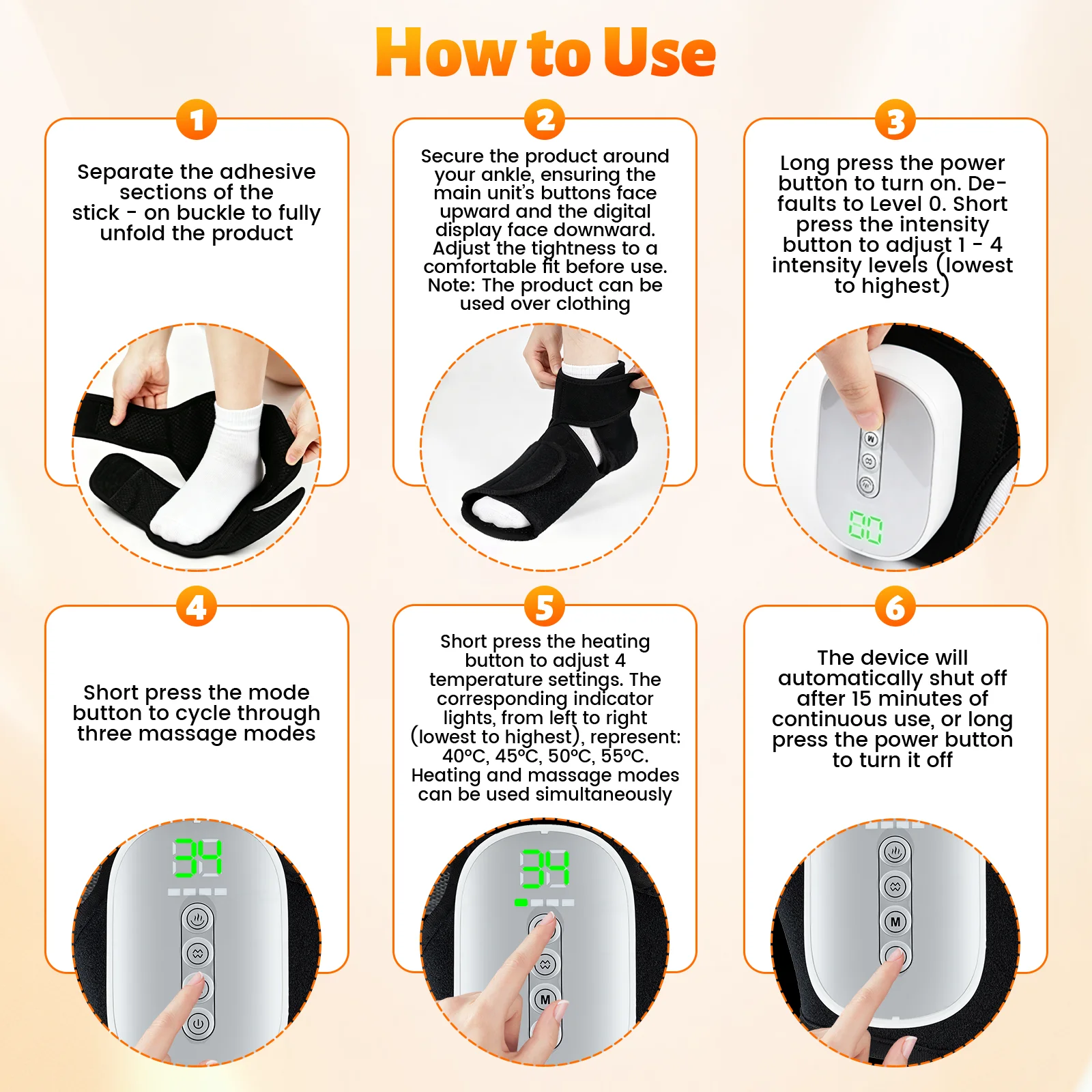 Portable Foot Massager With Airbag Wireless Compression Foot Massager Heated Ankle Wrap For Pain Relief In Home Office Travel