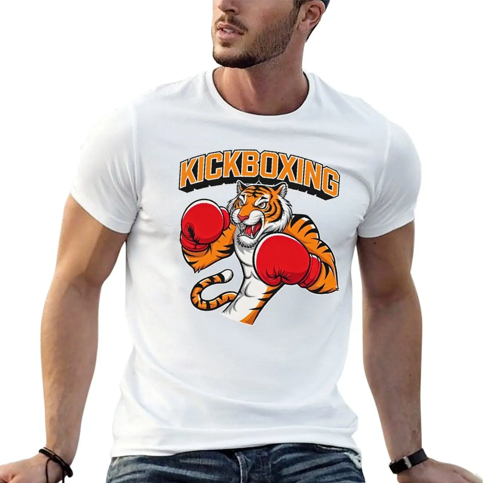 

Funny Kickboxing Tiger T-Shirt anime t shirts oversize t shirt man plain T-Shirt