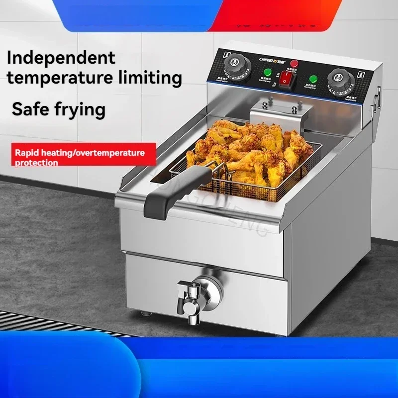High-Capacity 10L Stainless Steel Single-Tank Electric Deep Fryer with Constant Temperature Control