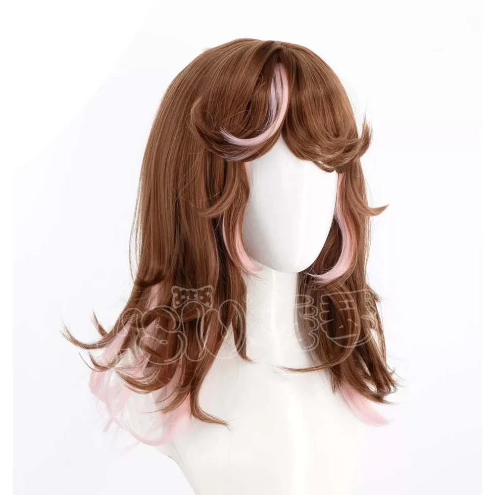 Women Game Identity V Demi Bourbon Barmaid Rabbit XiuZhen Cosplay Short Brown Pink Mixed Heat Resistant Wig