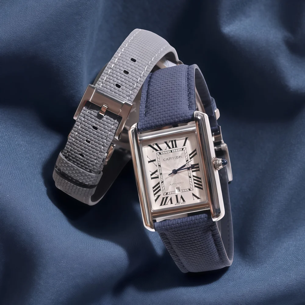 Universal Sailcloth FKM Rubber Watch Strap 18mm 19mm 20mm 21mm 22mm For Cartier Quick Relase Watch Band Premium Butterfly Buckle