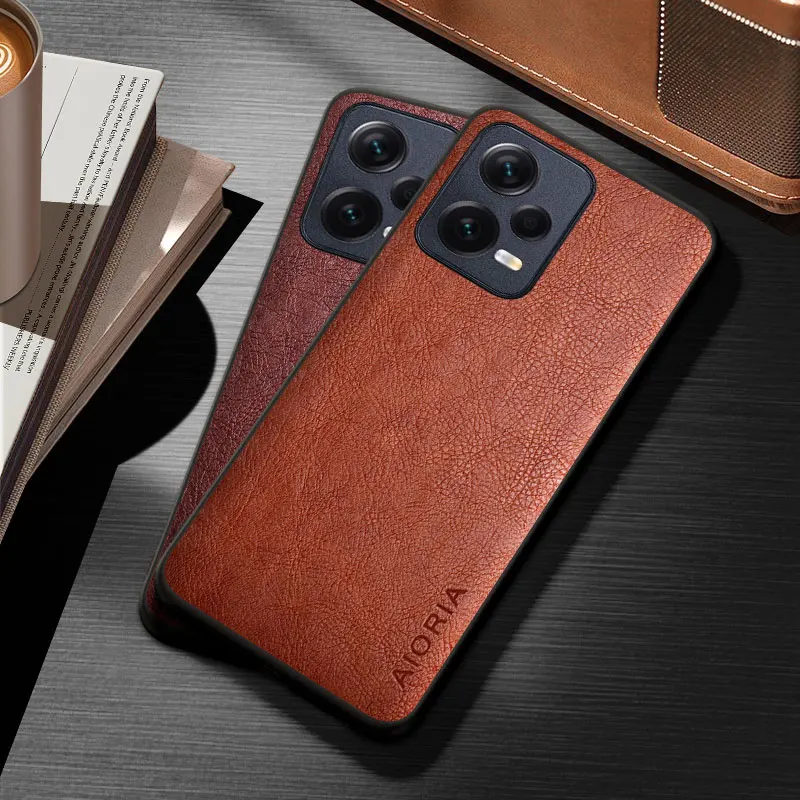 Classical Business Leather Case for Xiaomi Redmi Note 12 Pro Plus 12S solid color durable cover for redmi note 12s case