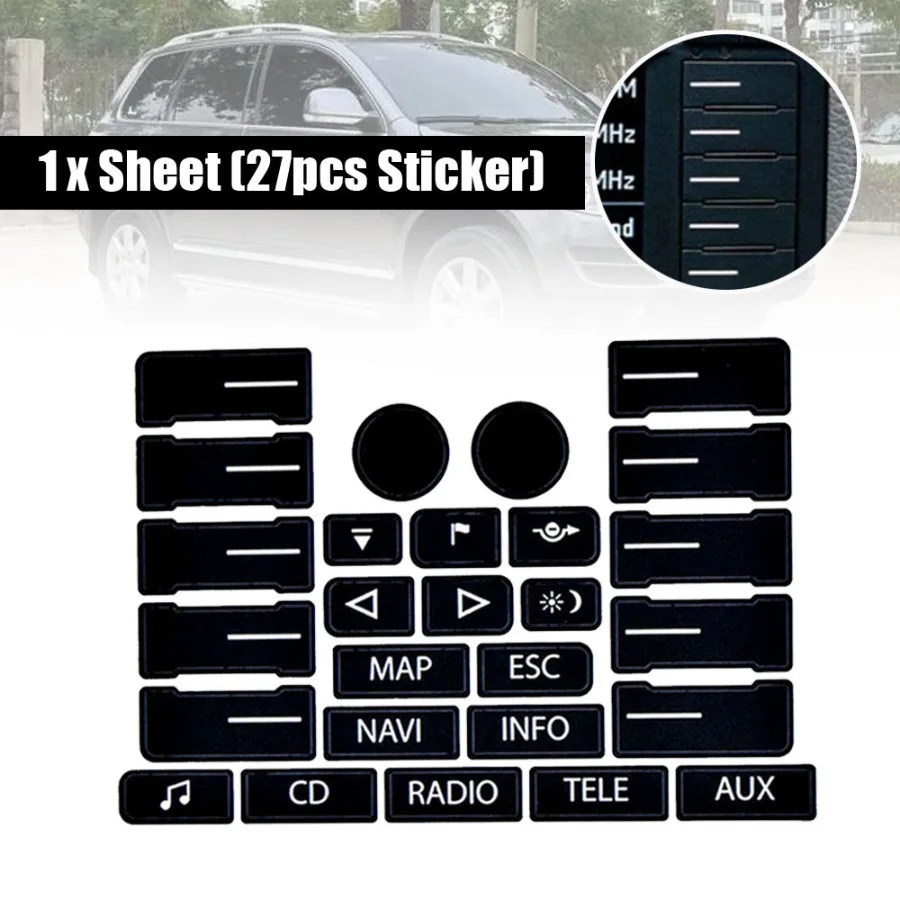 

Car Center Console Buttons Switch Decal Worn Button Auto Stickers Decal Replacement Stickers for Volkswagen Touareg 2004-2009