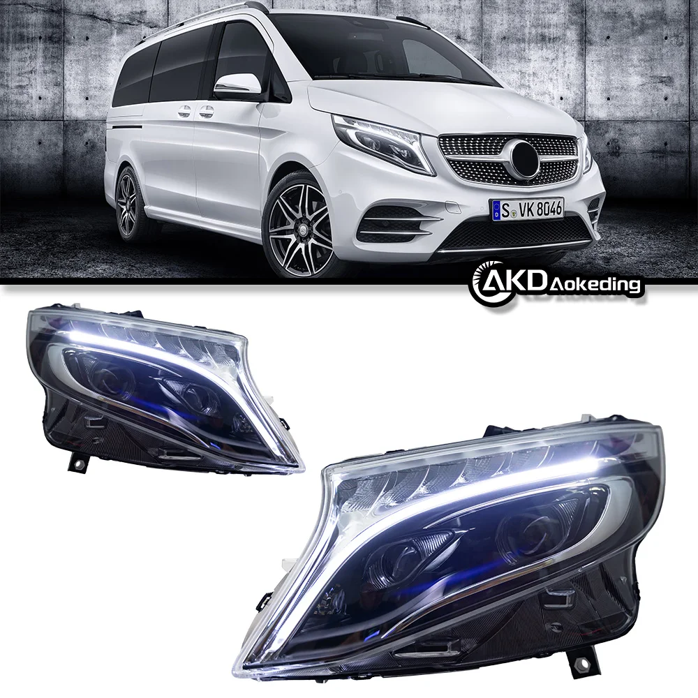 AKD Head Lamp for Benz Vito LED Headlight 2013-2019 Headlights Vito W447 DRL Turn Signal High Beam Angel Eye Projector Lens