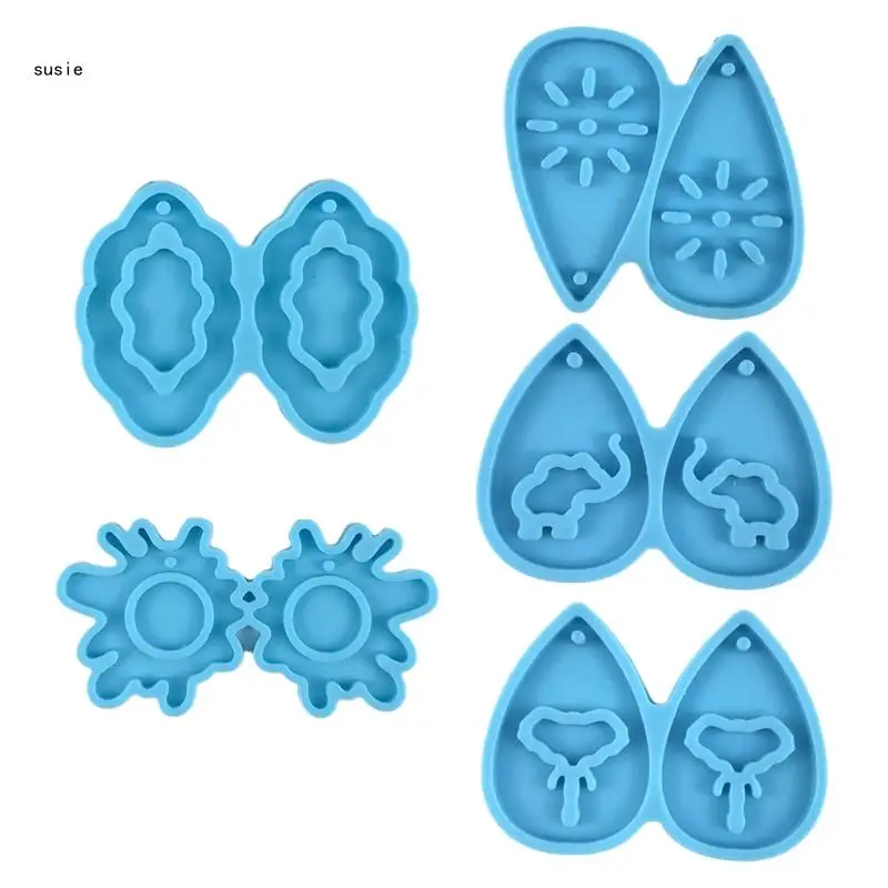 

X7YA Earrings Epoxy Resin Mold Keychain Ear Drop Dangles Pendant Silicone Mould DIY Crafts Jewelry Necklace Casting Mold