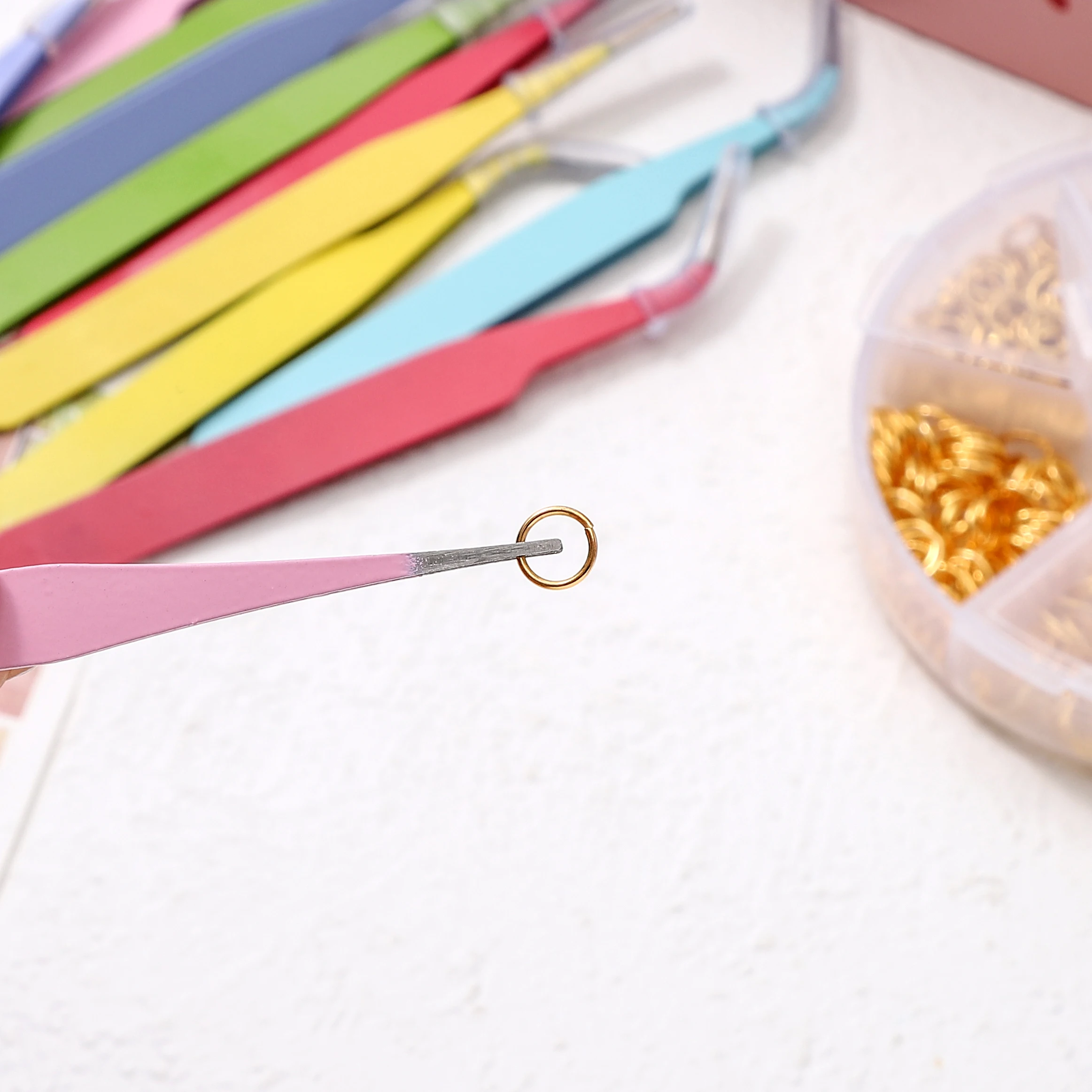 

1Pc 10cm Straight/Curved Head Iron Colored Tweezers Beads Nail Art Rhinestones Tools For DIY Handmake Jewelry Making Craft Tools