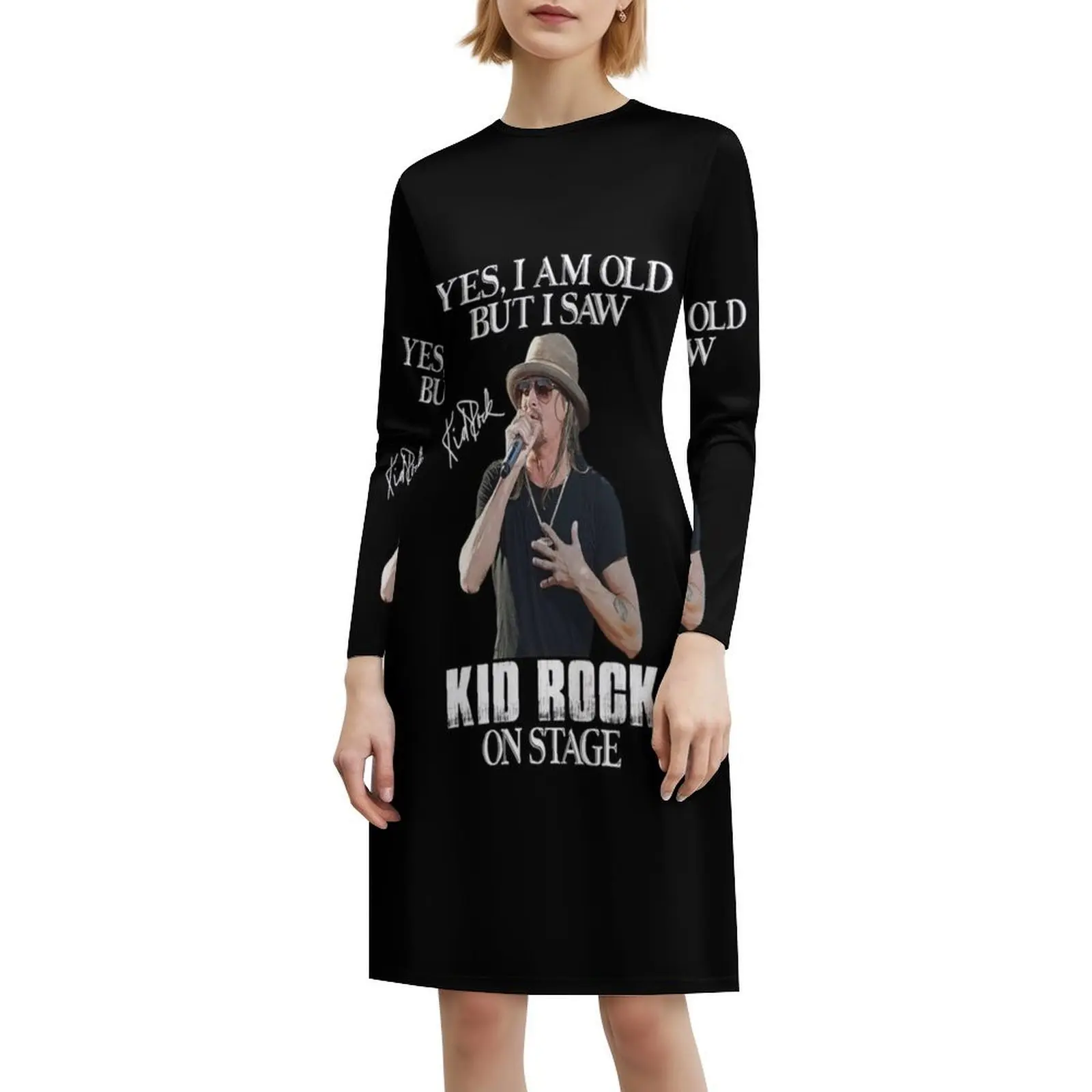 نعم أنا عجوز ولكن رأيت طفل روك على المرحلة فستان على الطراز الكوري للنساء فستان كاجوال أنيق للحفلات أو ملابس يومية للأطفال