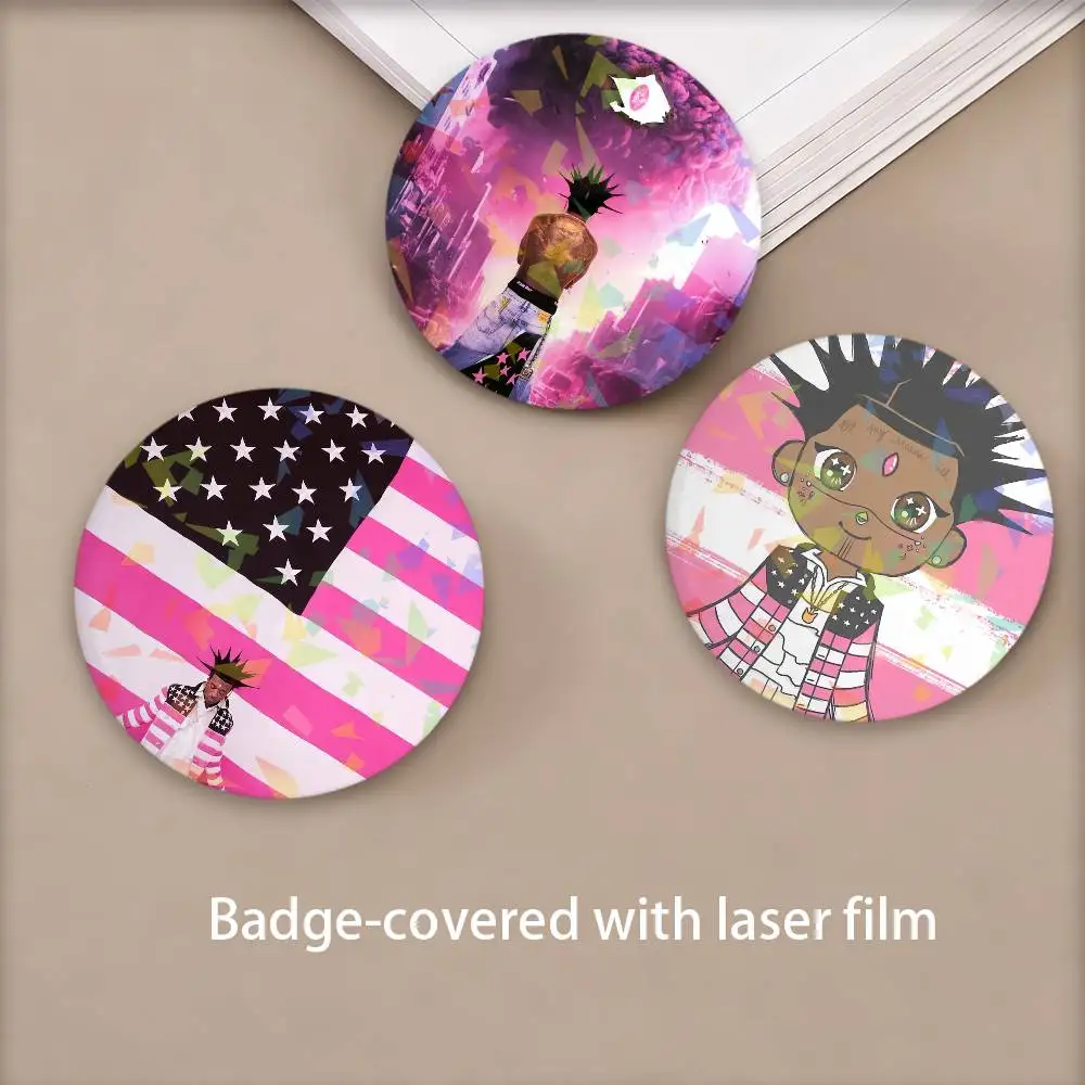 مغني الراب L-Lil UzI-S VertS شارة ليزر مستديرة بروش الملابس على ظهره اكسسوارات التلبيب الديكور هدية