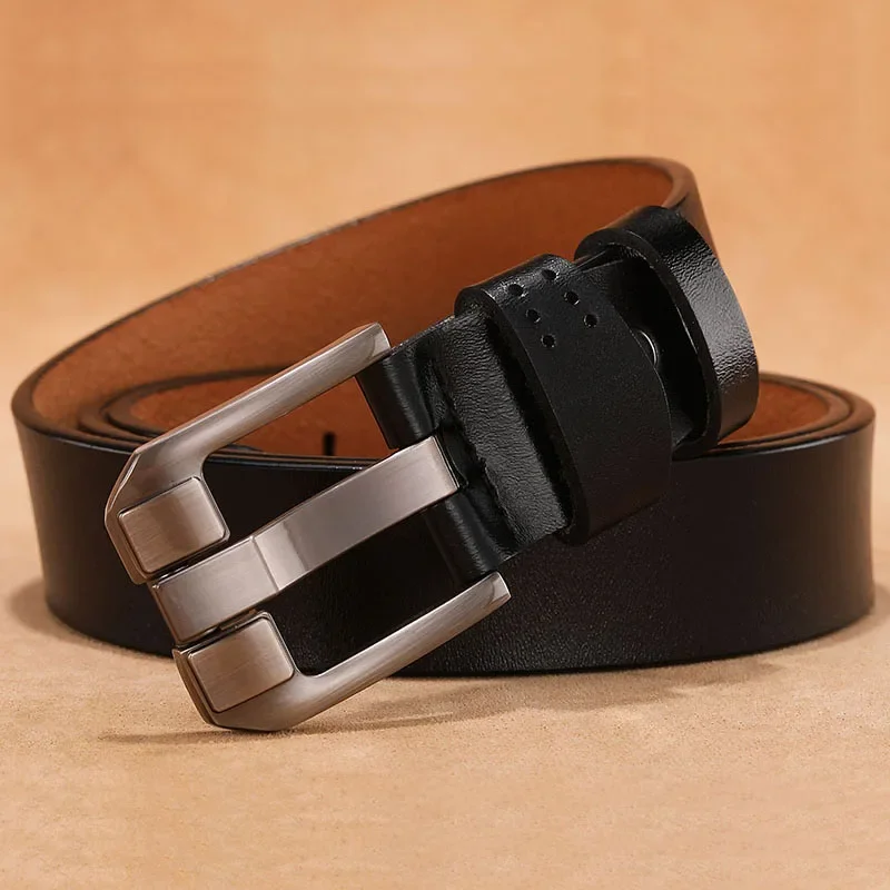 2024 Plus Size Belt Fat 130 140 150cm Men\'s Business High Quality Cowskin Real Genuine Leather Belt Pin Buckle Waist Belts Jeans