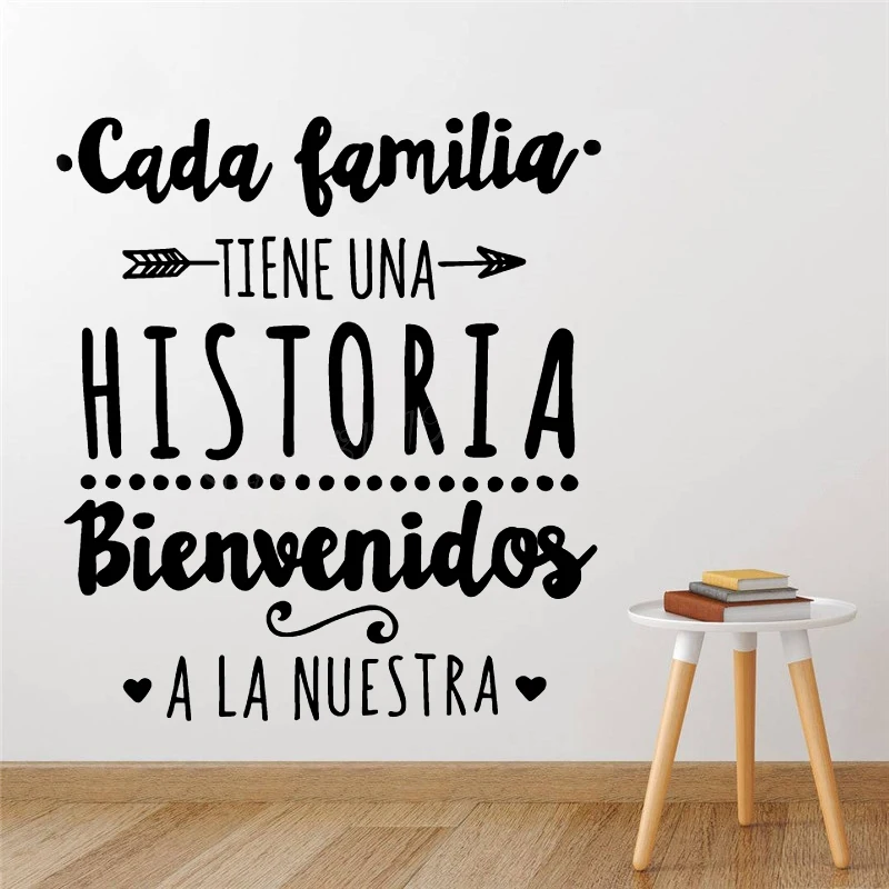 Spanish Style Wall Stickers Family Vinyl Wall Decal Home Decor Bienvenidos Every Family Has A History Quote Wall Decal