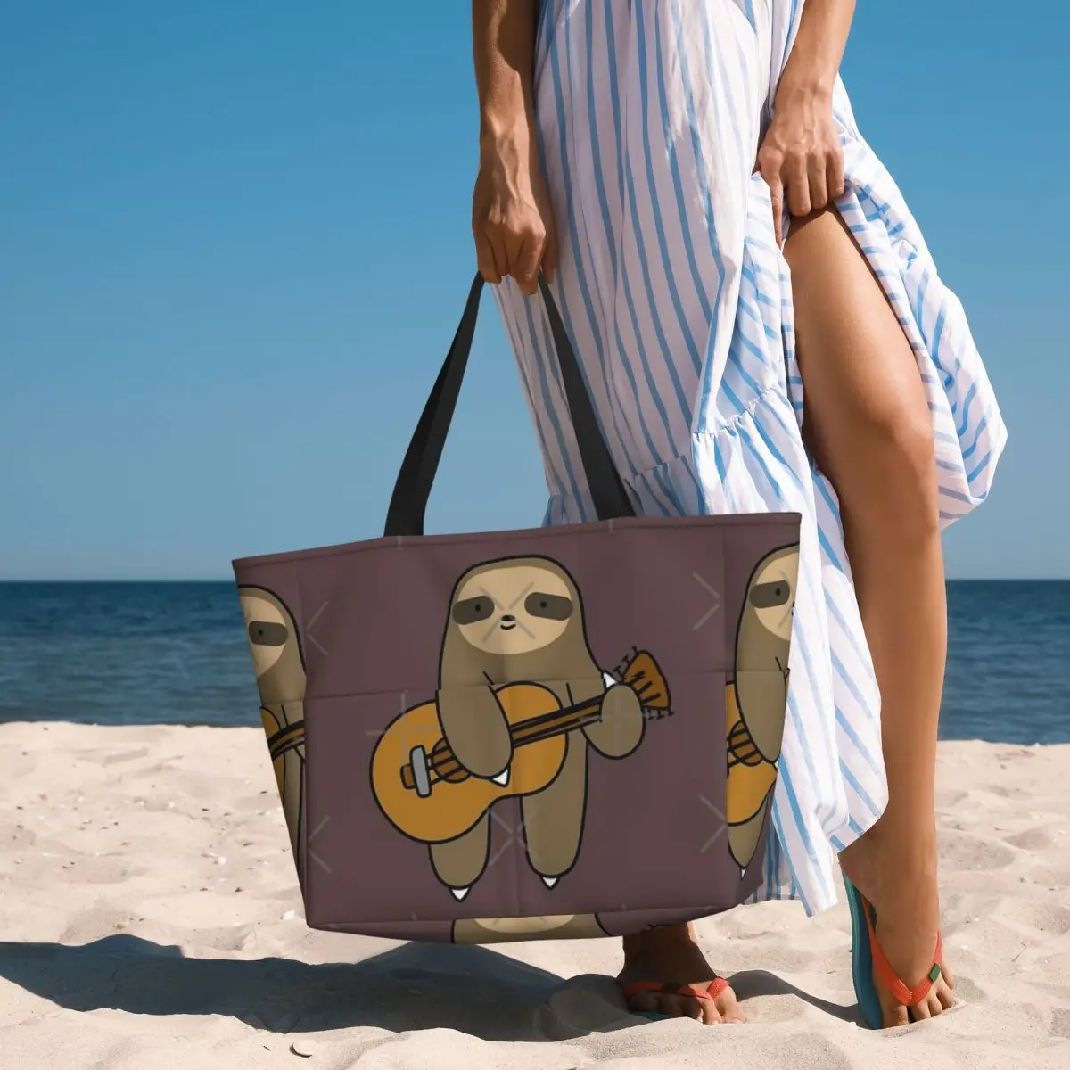 Borsa da viaggio da spiaggia per chitarra bradipo, borsa tote Regali per adulti alla moda Regalo di compleanno Modello multi-stile