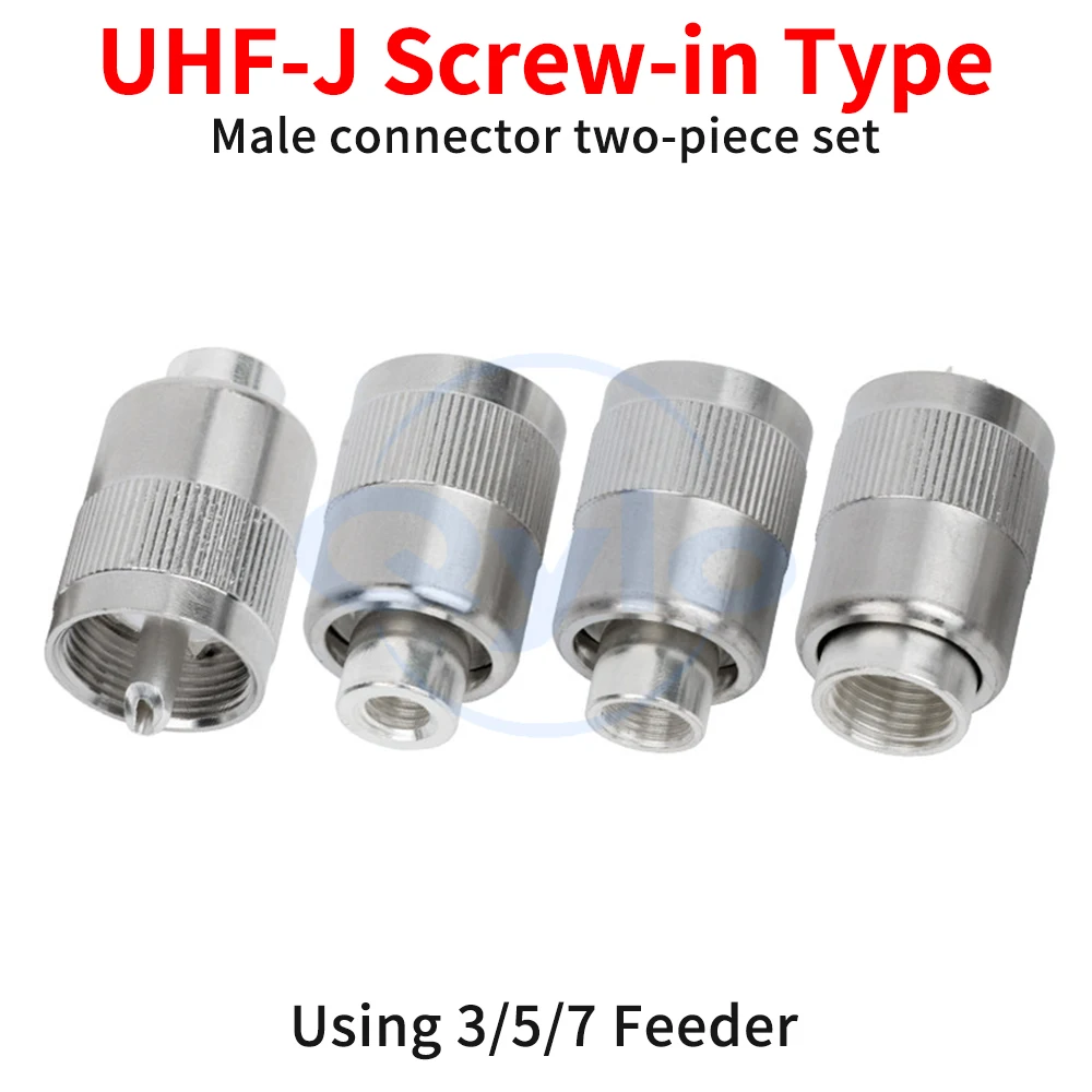 UHF50-3/5/7 Silver-Plated Two-Piece Set with M-Type Connectors UHF Male Connector Swivel-Type Shortwave Radio Adapter (1 pcs)