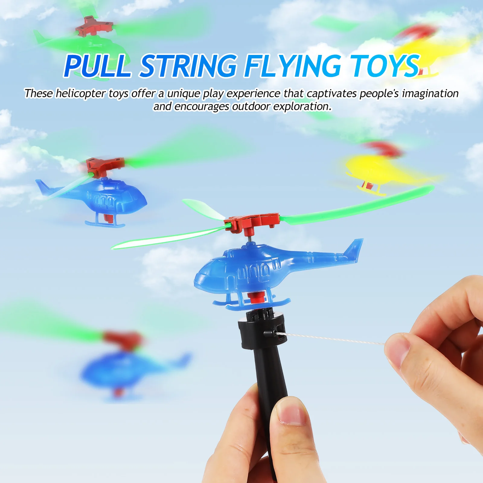 

9 Pcs Powered Helicopter Kids' Play Helicopters Plastic Toy Outdoor Flying Toys