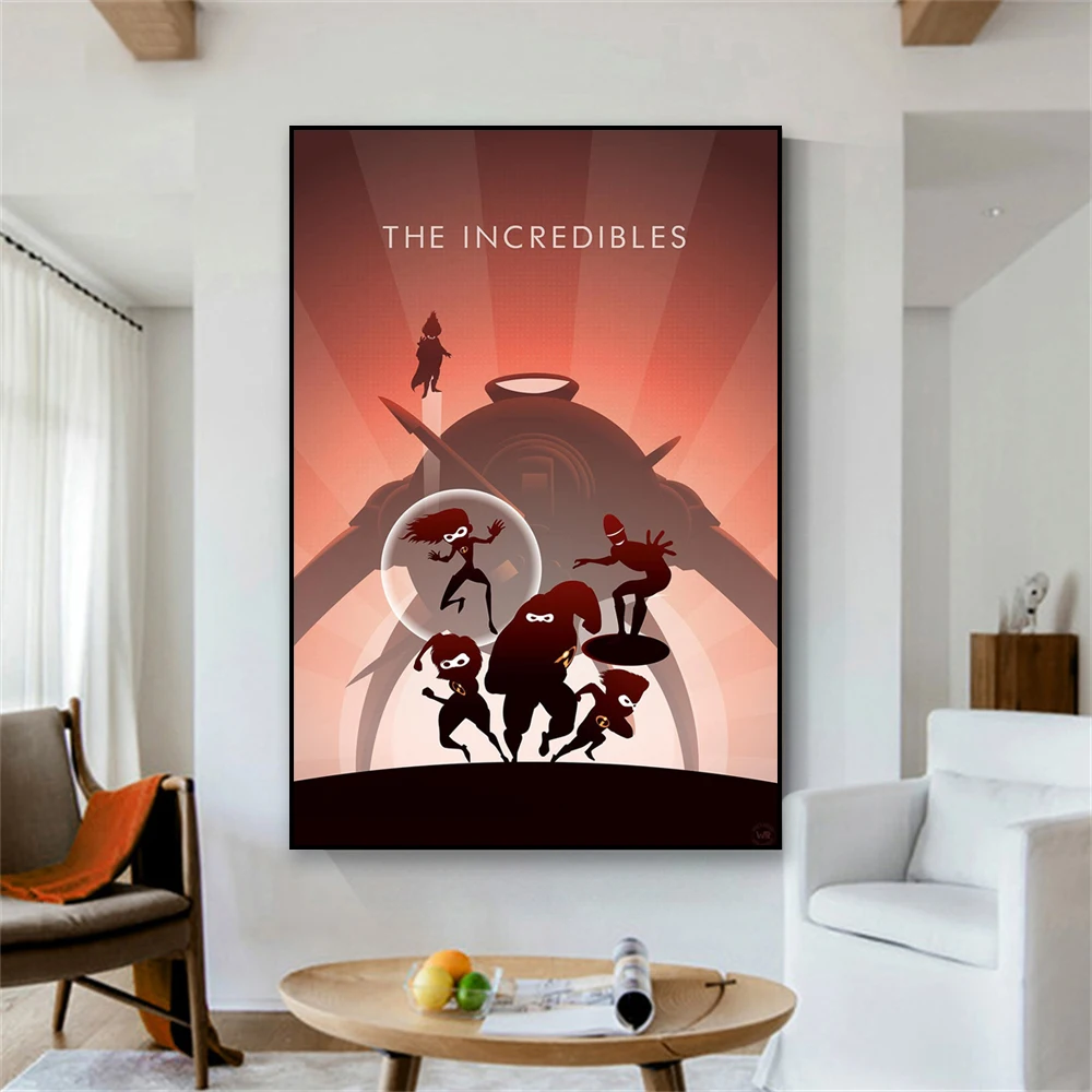 Disney The Incredibles Movies Poster Cartoon Wall Art Minimalist Film Prints for Nursery Art Bedroom Wall Decor Kids Best Gift