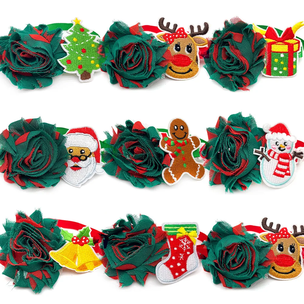 

50/100pcs Christmas Dog Accessories Small Dog Cat Bowties Deer Santa Claus Style Pet Flowers Grooming Ties Collar Pet Supplies