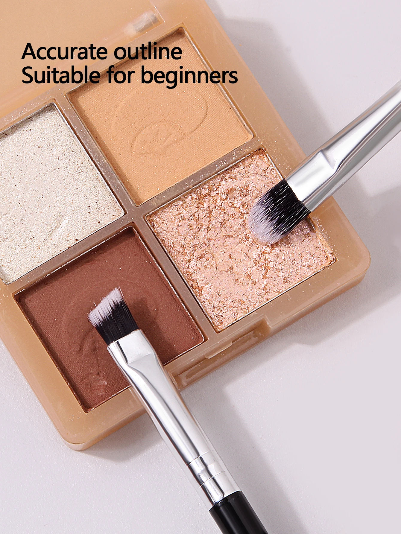 ポータブルダブルヘッドアイシャドウブラシ,眉ブラシ,顔を下にして横になる,シルクのディテール,メイクアップ,2個