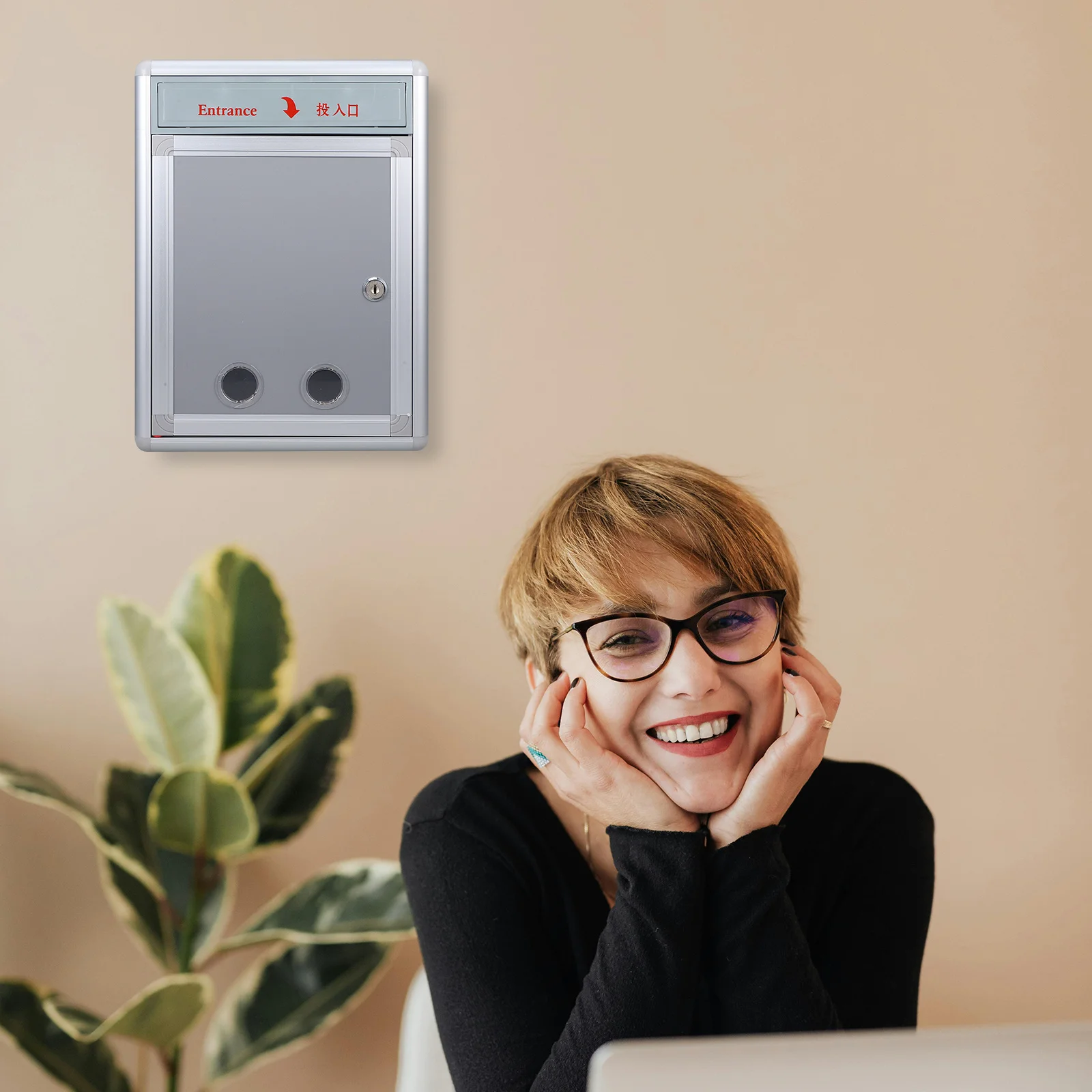 

Lockable Wall Mount Suggestion Box Heavy Duty Steel Aluminum Mailbox for Letters Newspapers Complain Feedback Collection Outdoor