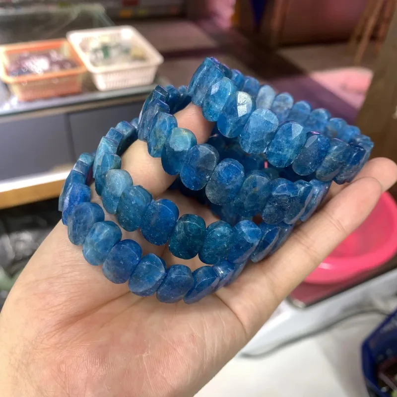 Natural Apatite Stone Beads Elastic Bracele for Women Men Simple Energy Stone Bracelet Academic Magnetic Field Jewelry Wholesale