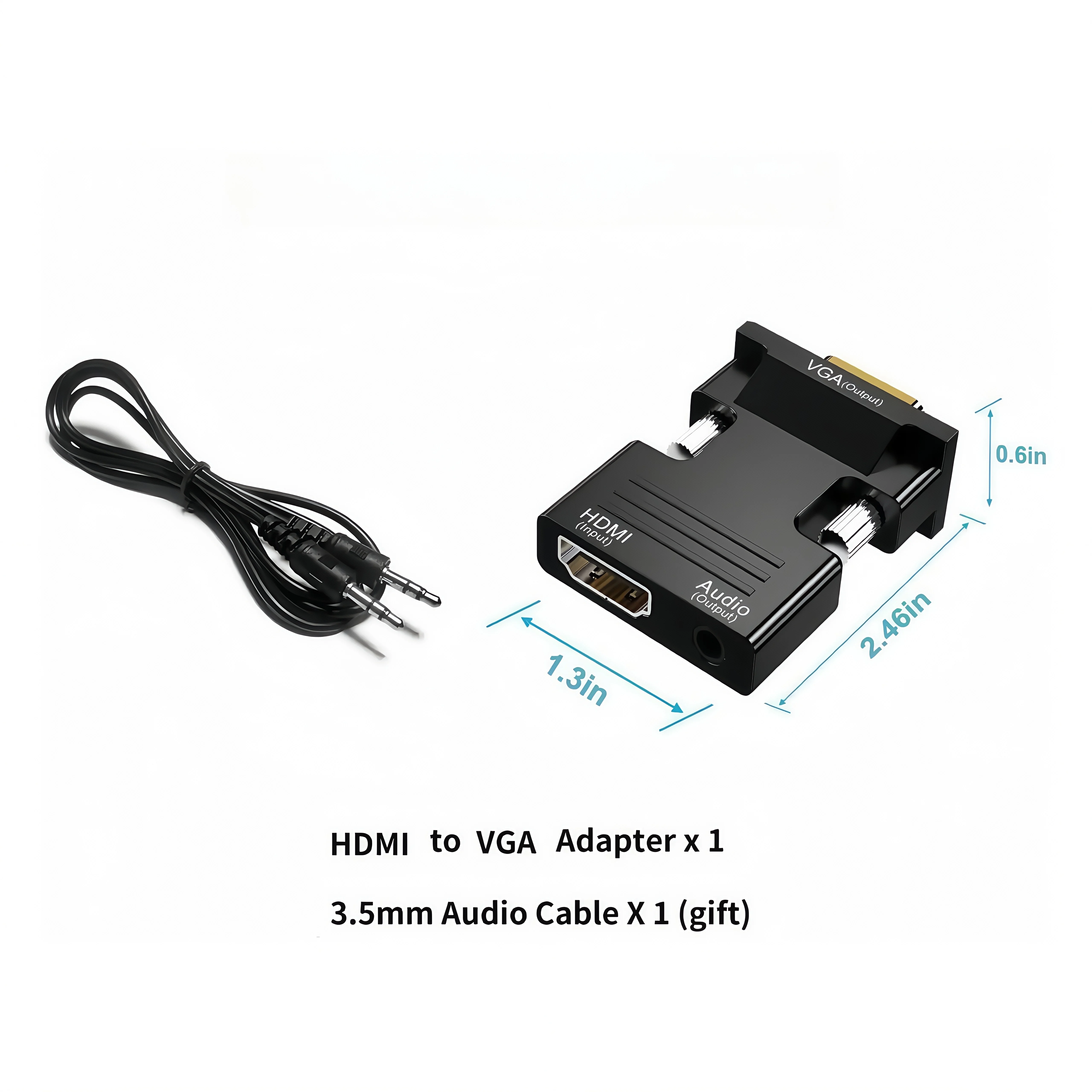 10개 컴퓨터 모니터 VGA 어댑터 3.5mm 오디오 포트 HDTV 소스 출력용 1080P 비디오 호환 노트북 프로젝터용 여성용 포트