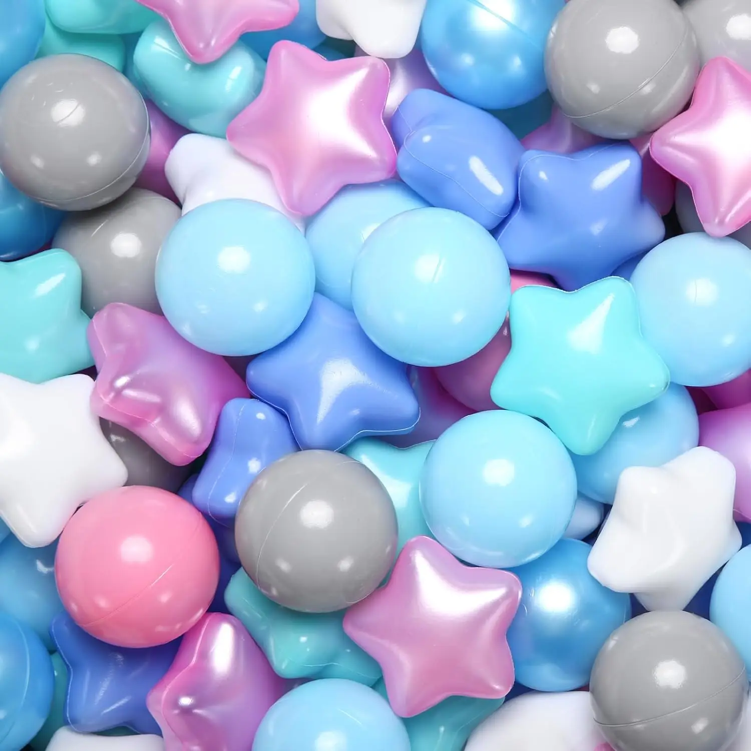 Ball Pit Balls 100 perles rose vert bleu blanc, formes d'étoiles pour bébés enfants parc boules en plastique pour boules de jeu de piscine à balles