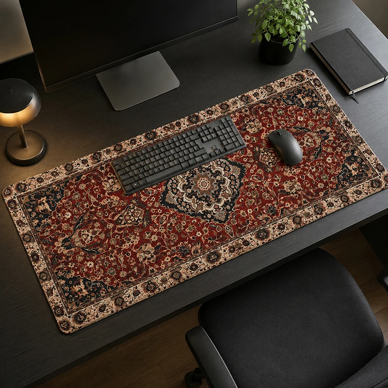 Vintage Red Brown Persian Mouse Pad Gaming XL HD Custom Mousepad XXL Mouse Mat Natural Rubber Non-Slip Soft Office Mouse Mats