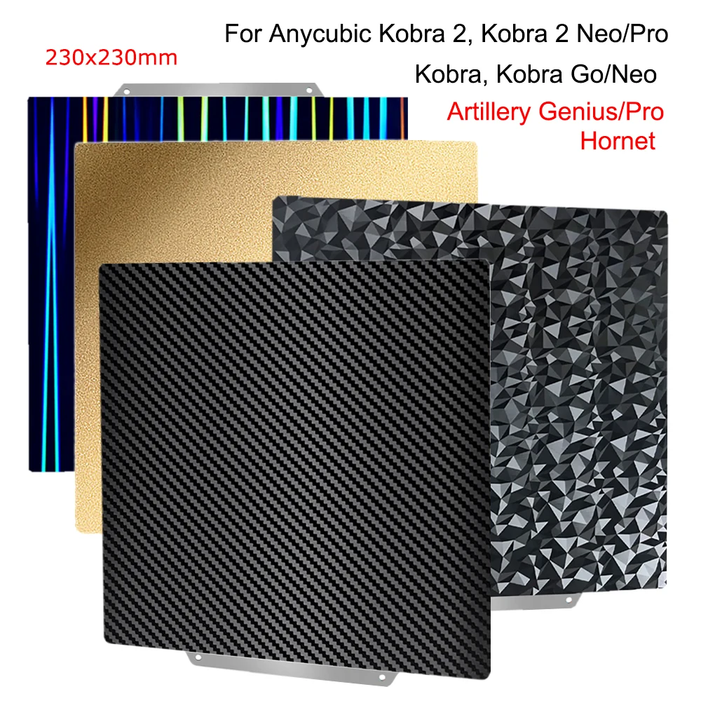 

Аксессуары для тепловой кровати для артиллерийской кровати Hornet/Genius, тарелка Anycubic Kobra 2 Pro/Neo PEI 230x230 мм, гибкая строительная пластина