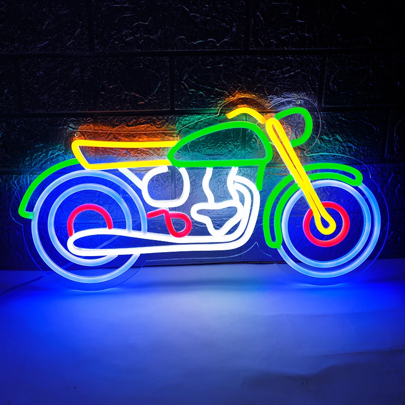 Led Neon Sign Motorbike Neon Light with Dimmable Switch Gaming Motorcycle Neon Sign for Kids Game Room Halloween Decor