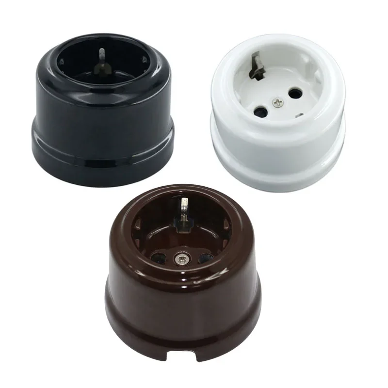 Ceramic  Switch Wall Lamp Electrical EU Socket Ceramic Switch 110-250V