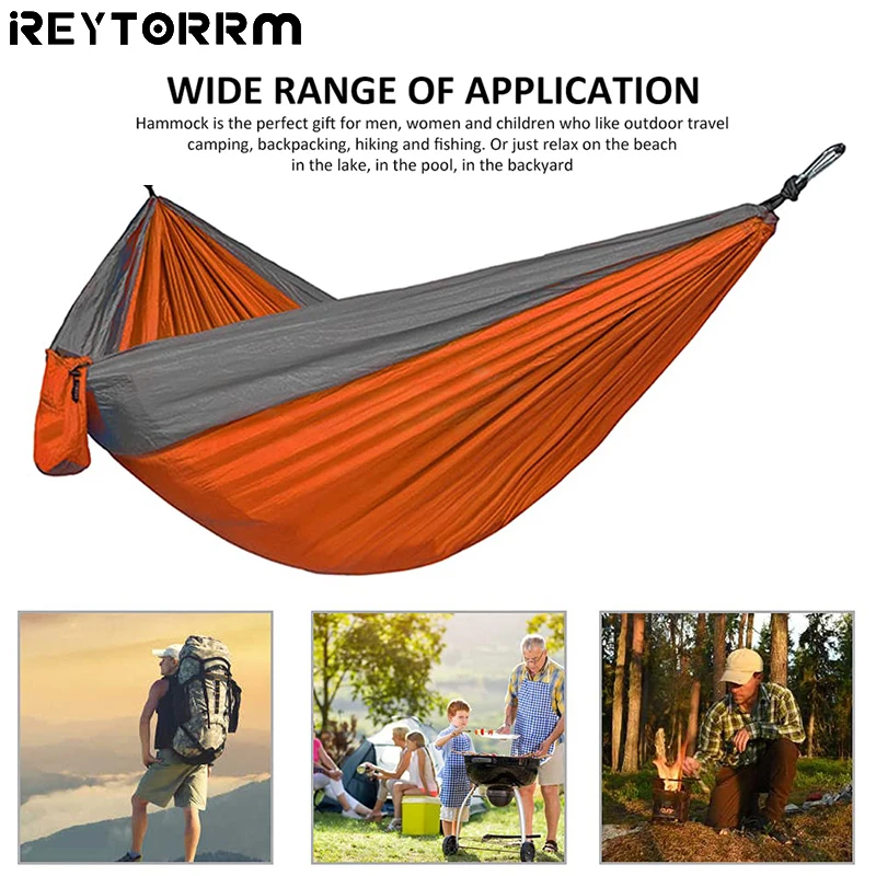 Double Camping Hammock Portable Hammock Ultralight Nylon Parachute Hammocks with 2 Hanging Straps for Travel Backpacking Hiking