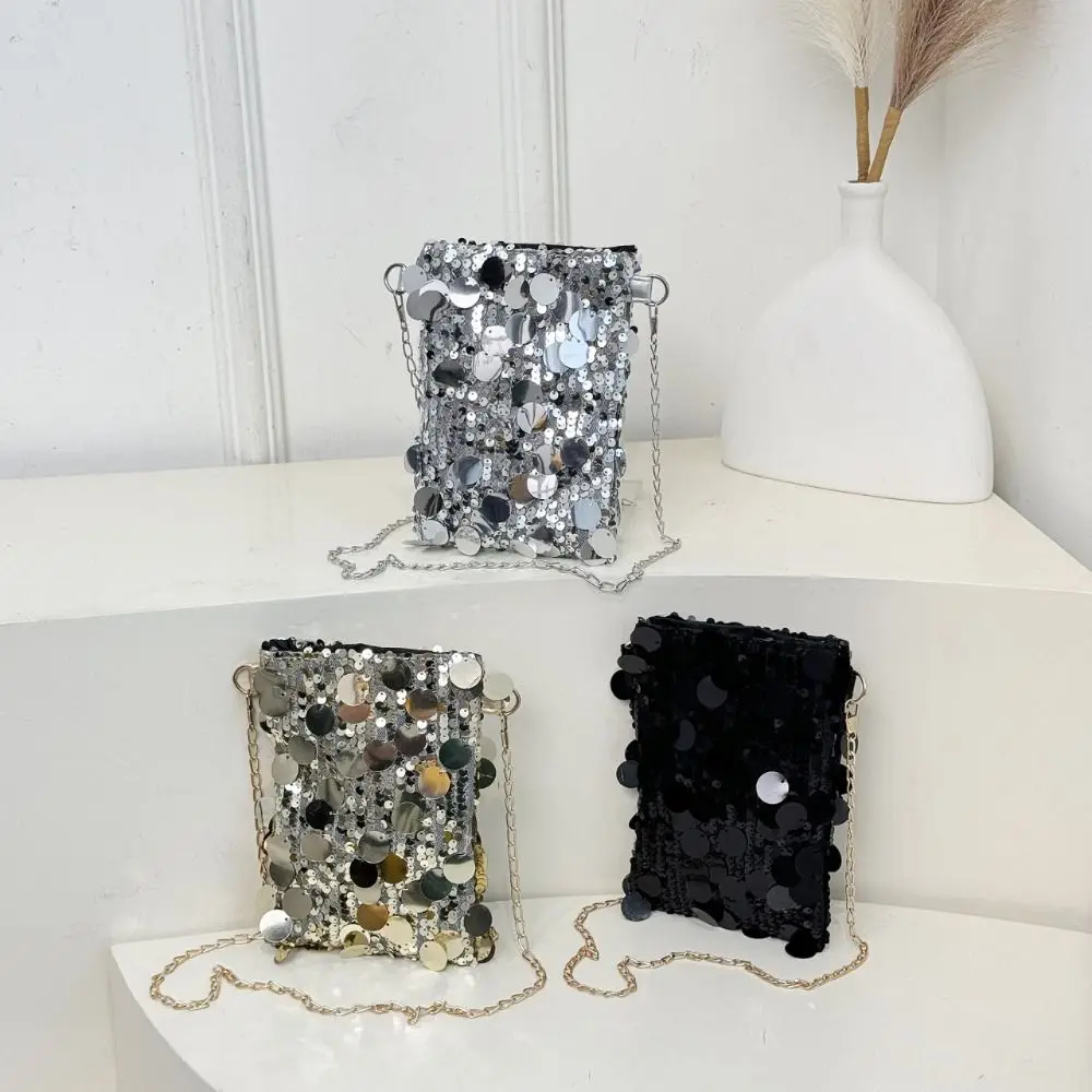 Casual Blingbling Sequin Crossbody Bag Canvas Large Capacity Glitter Bag Handbag Cute Cloth Messenger Bag Outdoor