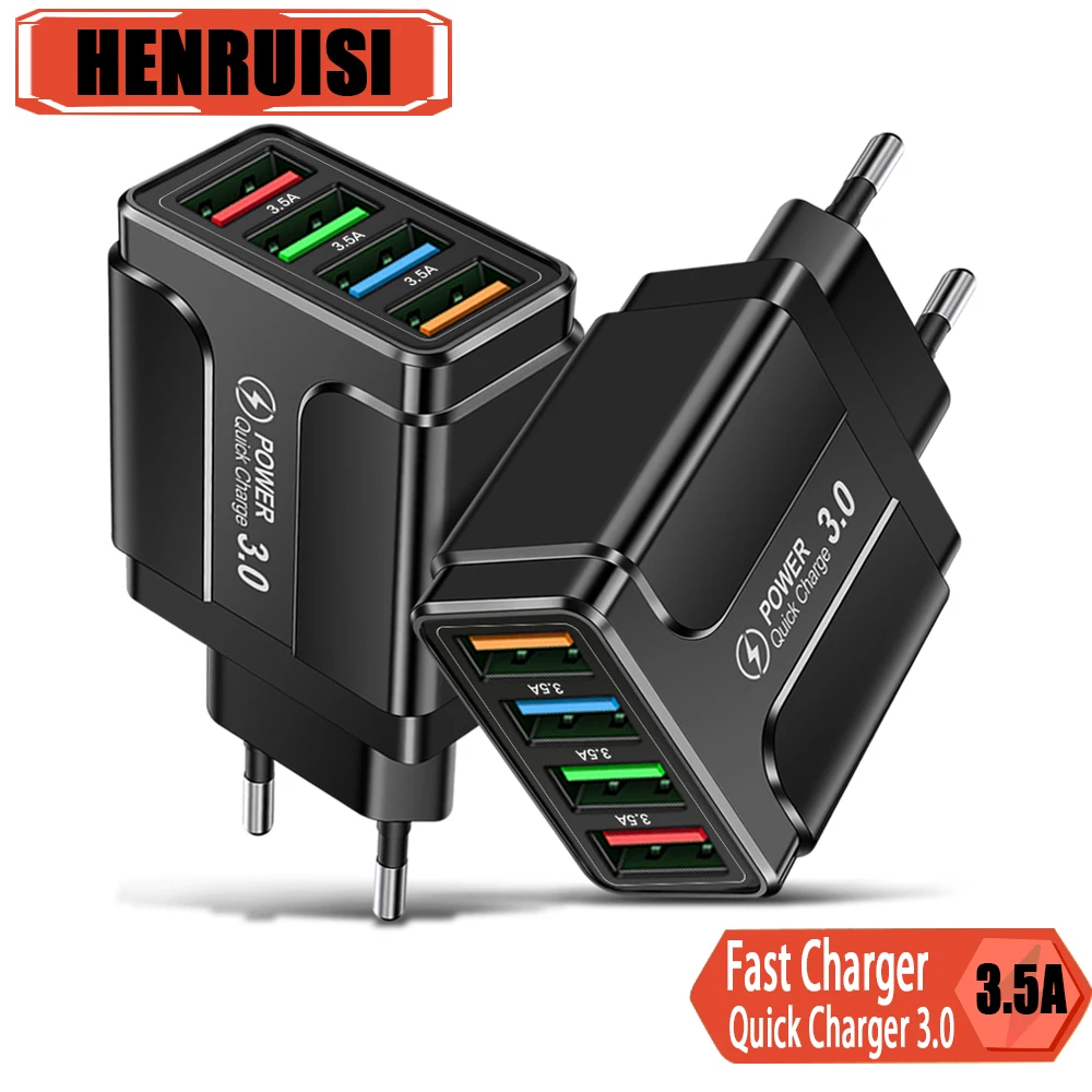 

USB Multiple Ports Quick Charge 3.0 Mobile Phone Charger High Speed Charger For iPhone Samsung Xiaomi Huawei Fast Wall Adapter