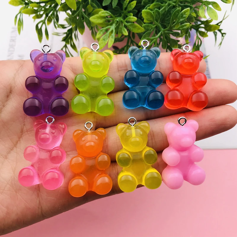 10pcs Hot Selling Resin Kawaii Big Size Bear Charm for Keychain, Earring, Scrapbooking, DIY Making, Necklace