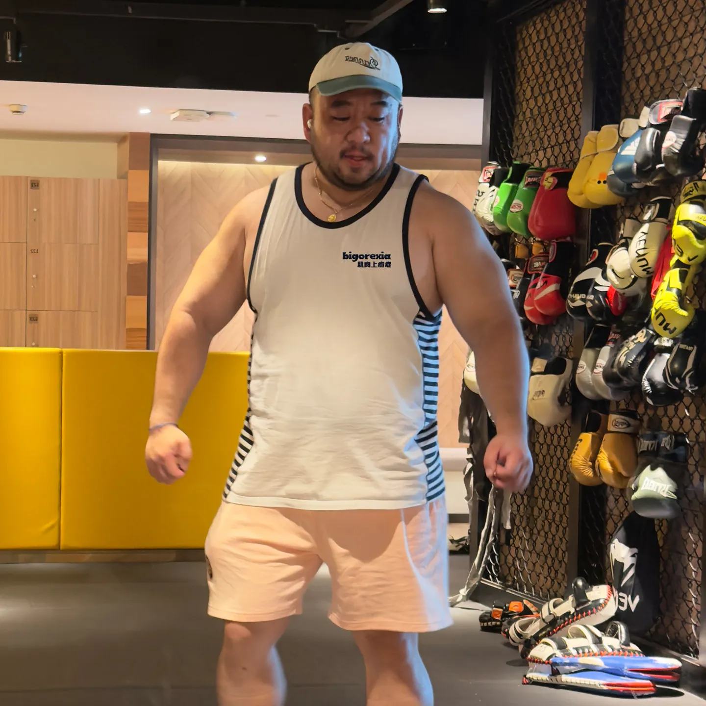 Bear's Tank Tops Gym Sleeveless Singlet, Men Striped Cotton Undershirt, Fitness Muscle Bear Gay Vest, Blue/White M L XL 2XL 3XL