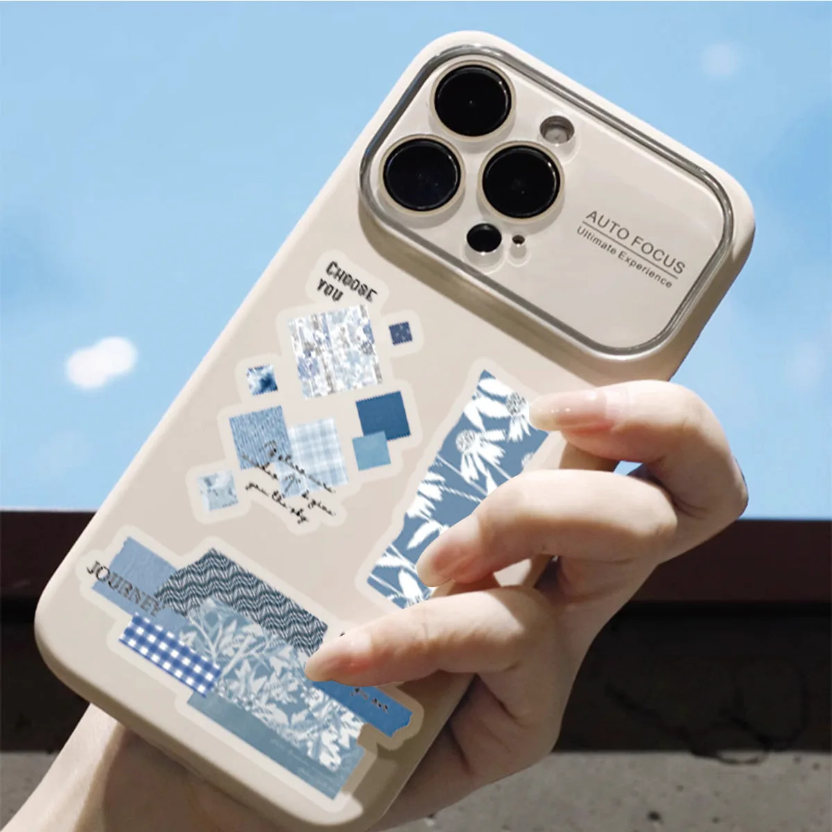 40 stuks blauwe raster stoffen stickers voor scrapbooking, kindercadeauzakjes afdichtingslabels, briefpapierstickers, handgemaakte knutselbenodigdheden