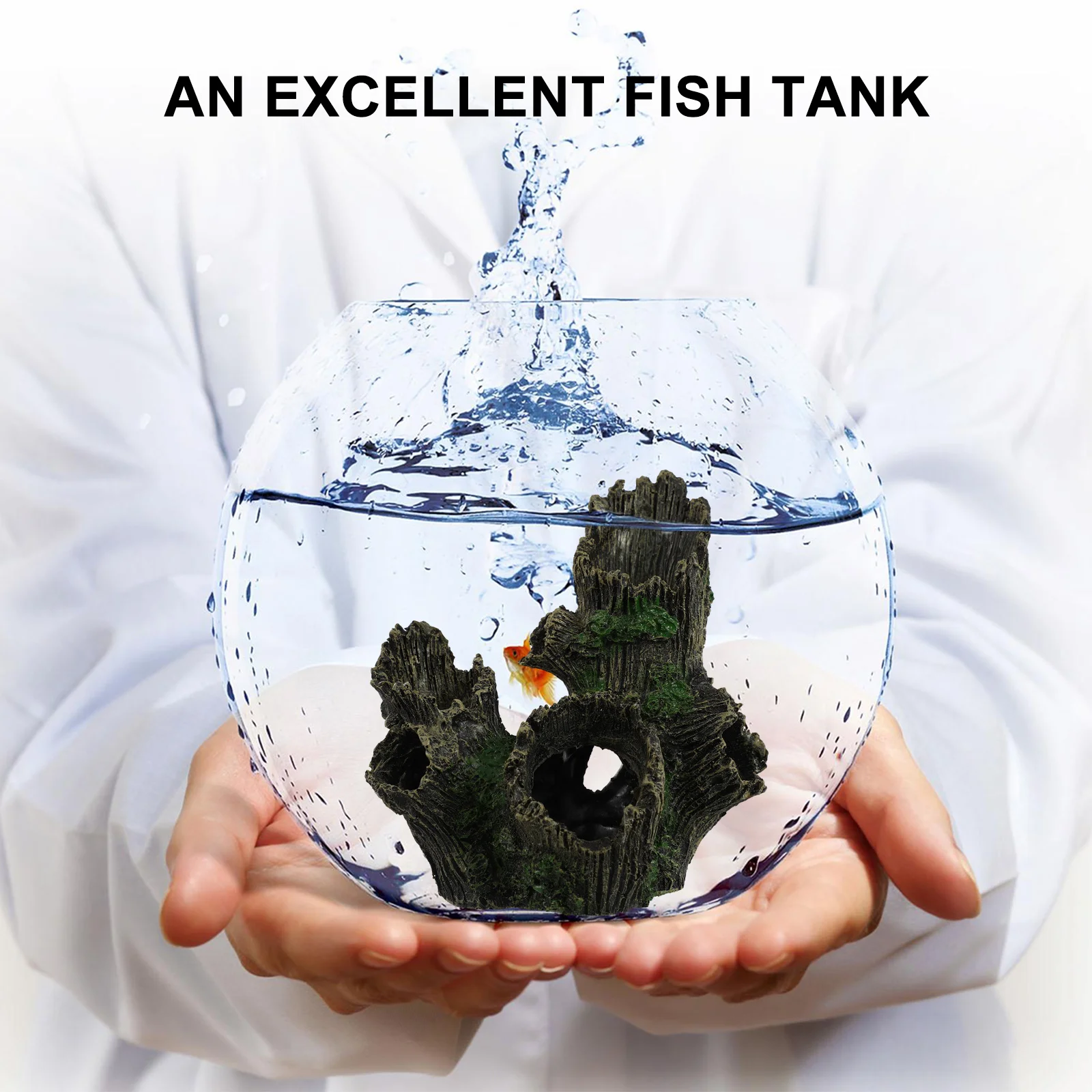 

Resin Aquarium Tree Hole Cave Decoration for Fish Tank Natural Environment Vivid Color Detailed Hiding Shelter Fish Eluding