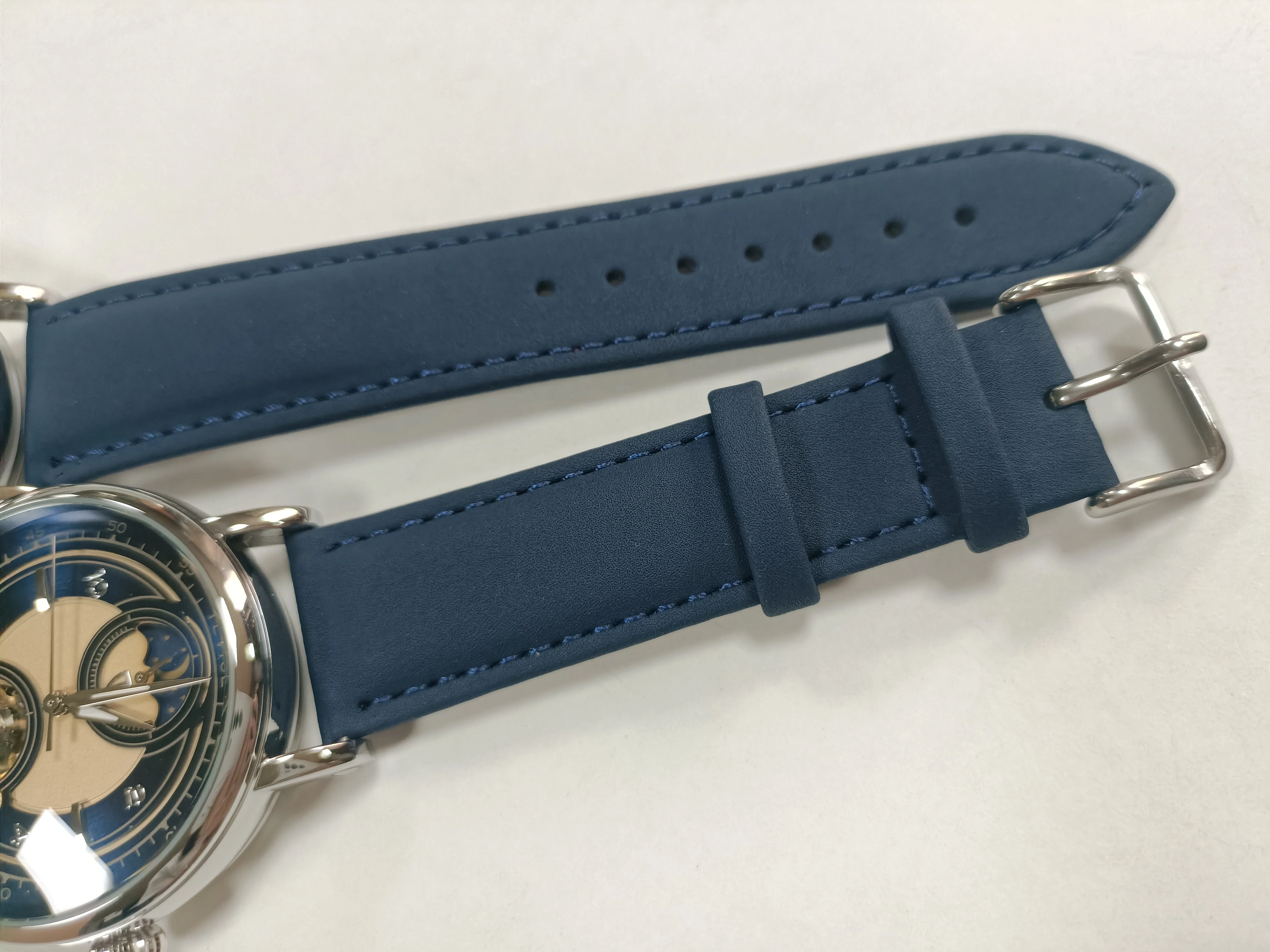 ساعة TEVISE ميكانيكية أوتوماتيكية جديدة للرجال ساعة هيكل عظمي لمرحلة القمر وحزام جلدي مضيء ساعة عصرية فاخرة