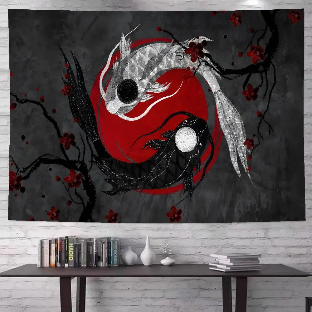 Chinese Tai Chi Bagua Yin Yang Cartoon Tapestry Bohemian Wall Tapestries Mandala Wall Hanging Sheets