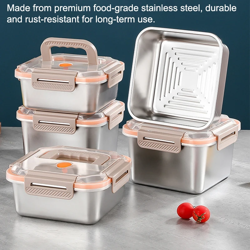 304 Stainless Steel Kitchen Fresh-Keeping Box Bento Lunch Box Portable Sealed Food Storage Containers For Work Picnic Tableware