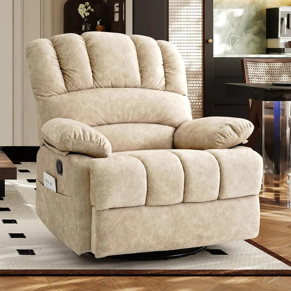 Oversized Swivel Rocker Recliner Chair, Glider Rocker Recliner, Lazy Recliner Chair with High Back, for Living Room