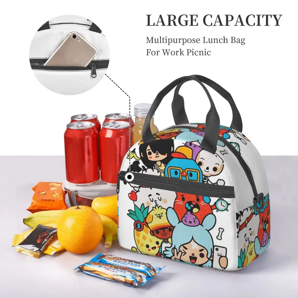 Toca Boca Lancheiras Isoladas Bento Box Reutilizáveis Lunch Tote Sacos de Piquenique Saco Refrigerador para Mulher Trabalho