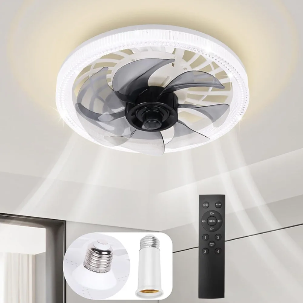

Socket-style Modern Recessed Low Ceiling Fan Dimmable 3000K-6500K Led Living Room Fans for Bedroom Electric Light Apartment
