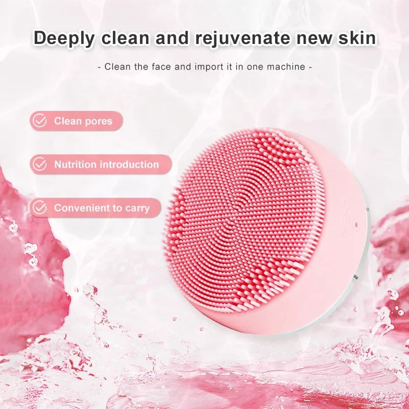 ミニ電動シリコン洗顔ブラシ、フェイシャルリフティングボールローラーマッサージ、美肌ケア