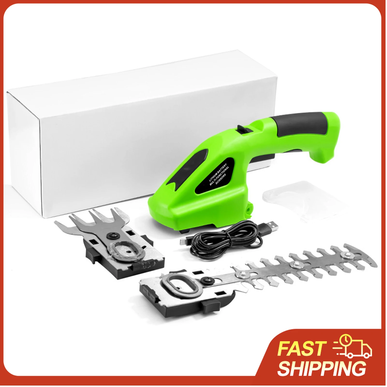 

2-in-1 Electric Hedge Trimmer and Grass Shears 7.2V Cordless Handheld Bush Trimmer 1.5Ah Rechargeable Battery Powered