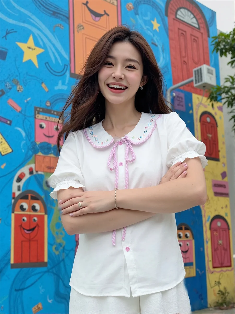 Capispalla da donna Camicie bianche arricciate Protezione solare Vacanza al mare Tessuto traspirante ad asciugatura rapida Protezione solare Viaggi all'aperto