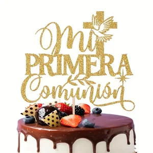 1 buah Topper Kue Kertas 'My First Communion' Spanyol-Cocok untuk Dekorasi Pesta Ulang Tahun Pembaptisan & Anak-anak Mandi 8 penjualan terbaik komuni pertama - №