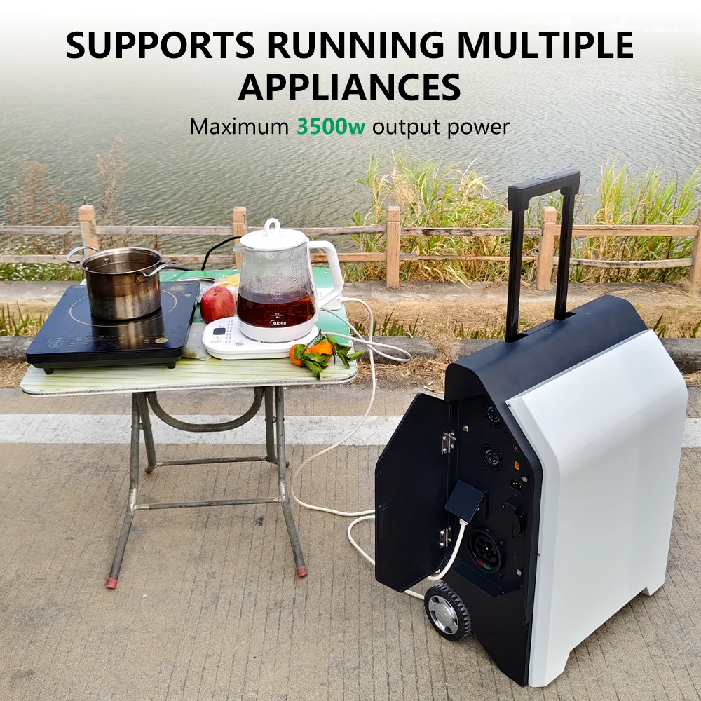 E-Mingze 3072KWH 5m Cable 32A Output Current 3.5KW Portable Solar Ev Power Bank for All EV Cars New Condition