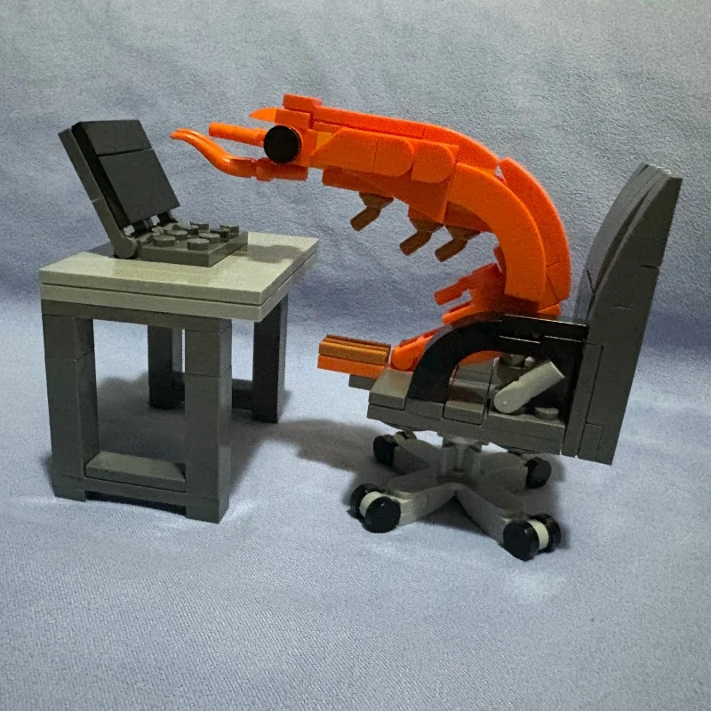 모크 빌딩 블록 새우 모델 피규어, 퍼즐 조립 인터넷 유명인 창의적 패러디 사무실 장식용 장난감 선물