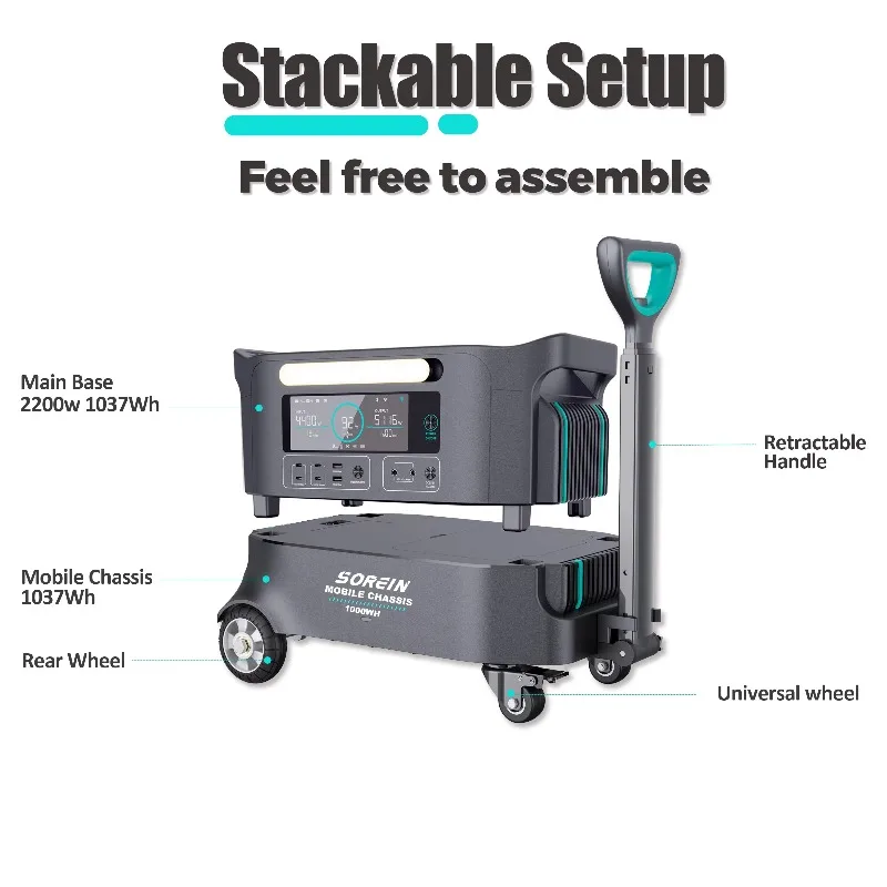 A2 Outdoor 2200W Lfp Ev Battery 2000W Expandable Battery Portable Power Station 2000Wh Solar Generator On Wheels