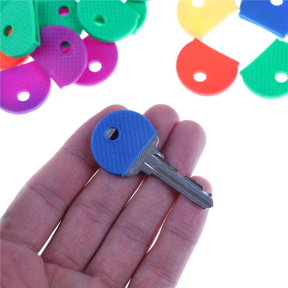 New【10/20Pcs Random Key Covers Mixed Color Soft Elastic Key Top Cover Caps Case Keyring ID Marker Tags】
